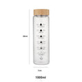 1000ml Glass Water Bottle with Time Marker | Borosilicate Glass Water Bottle PLUSH 700ML-1000ML 1000ML