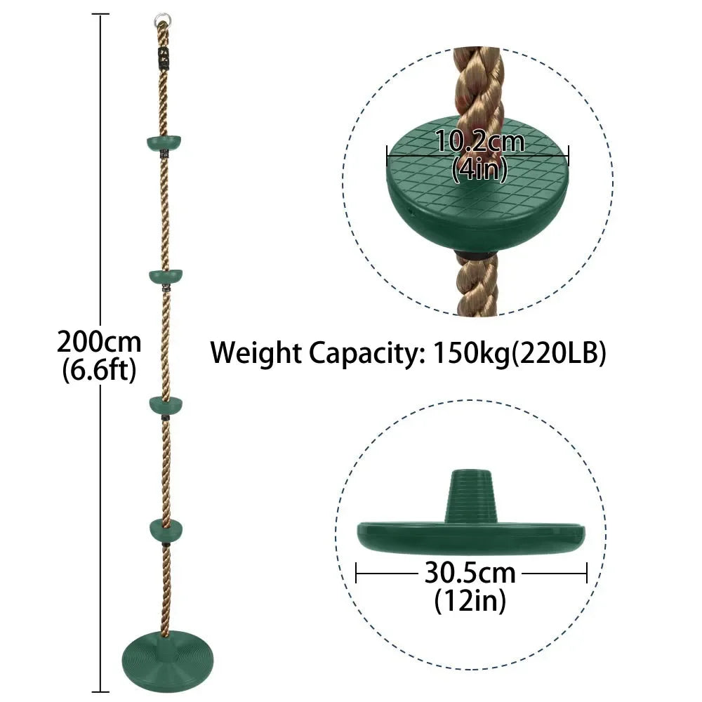 Kids Climbing Rope with Platforms & Disc Swing Seat Set Kids Swing Climbing Set PLUSH