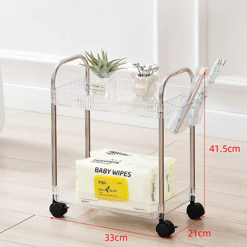 Transparent Multi-Layer Storage Cart Rack – Bathroom & Bedroom Storage Cart Rack PLUSH