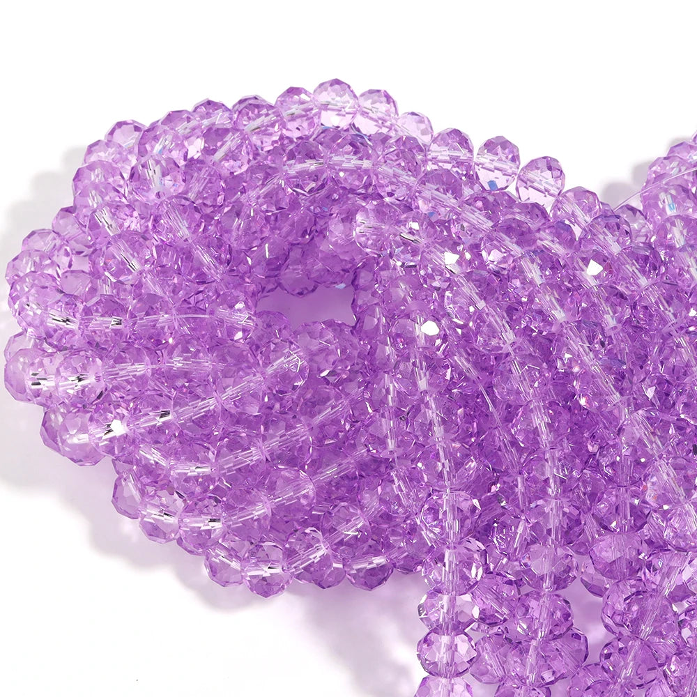 Purple Crystal Glass Rondelle Spacer Beads 3–10mm | DIY Jewelry Crystal Spacer Beads PLUSH