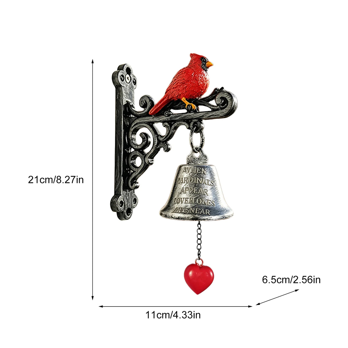 Red Bird Iron Broom Door Hanger Wind Chime | Home Decor Decorative Wind Chime PLUSH 1PC A