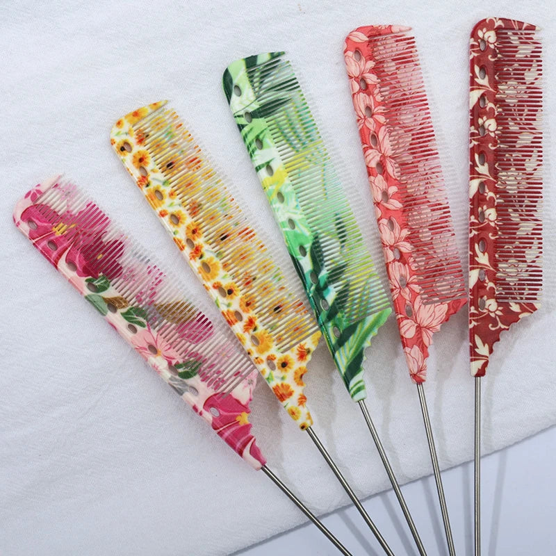Anti-Static Rat Tail Comb – 5 Floral Patterns | Hair Styling Hair Styling Comb PLUSH