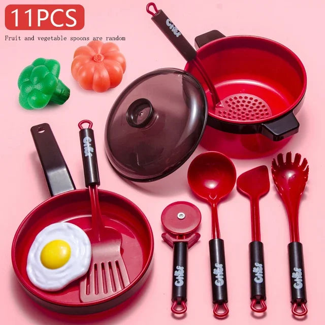 Kids Kitchen Pretend Play Toy Set – Cutting Fruit & Cooking Pretend Play Kitchen Set PLUSH 11pcs 1