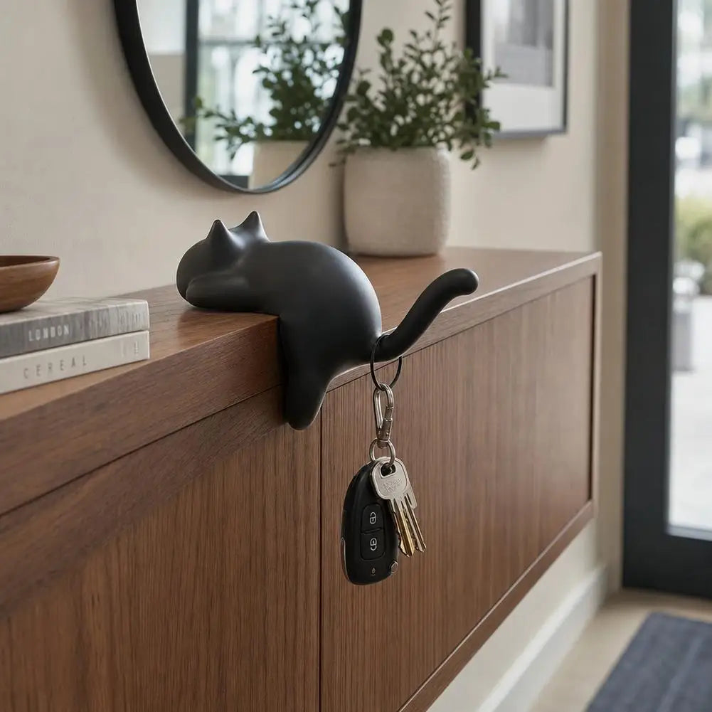 3D Cat Wall Hook – Key Rack with Night Glow | No Tools Needed Decorative Wall Hook PLUSH