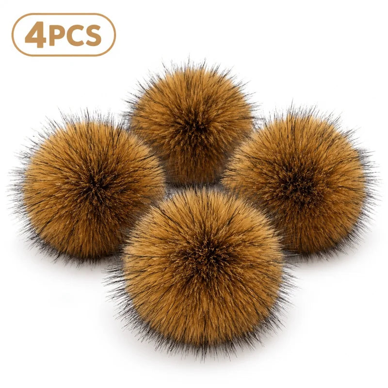 4pc Faux Rabbit Fur Cat Toy Balls – Soft Plush Interactive Set Cat Toy Set PLUSH
