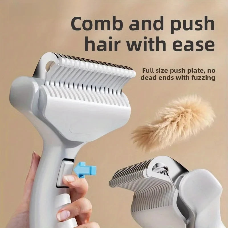 Pet Hair Removal Comb – Curved Steel Detangling Brush Dogs Cats Pet Grooming Comb PLUSH