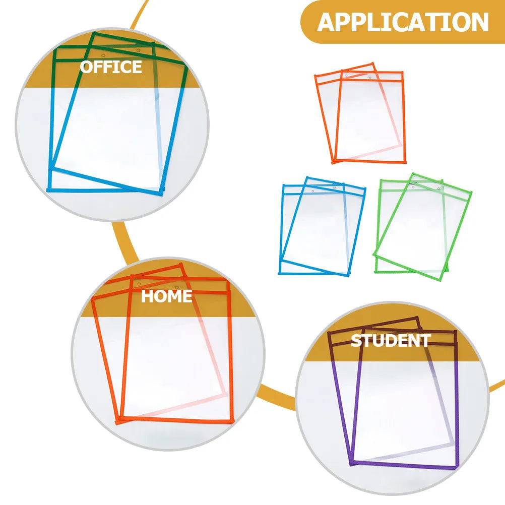 Reusable Dry Erase Sleeves 6 Pack – Transparent Double-Sided Pockets Dry Erase Sleeves PLUSH