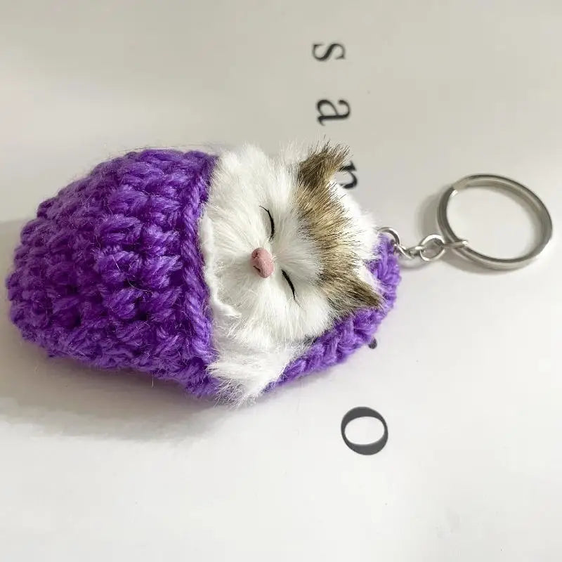 Cute Mini Plush Cat Keychain with Sound – Cat Lover Gift Plush Keychain PLUSH E