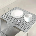 Silicone Drain Mat for Kitchen Sink, Countertop & Fridge Silicone Drain Mat PLUSH Grey L