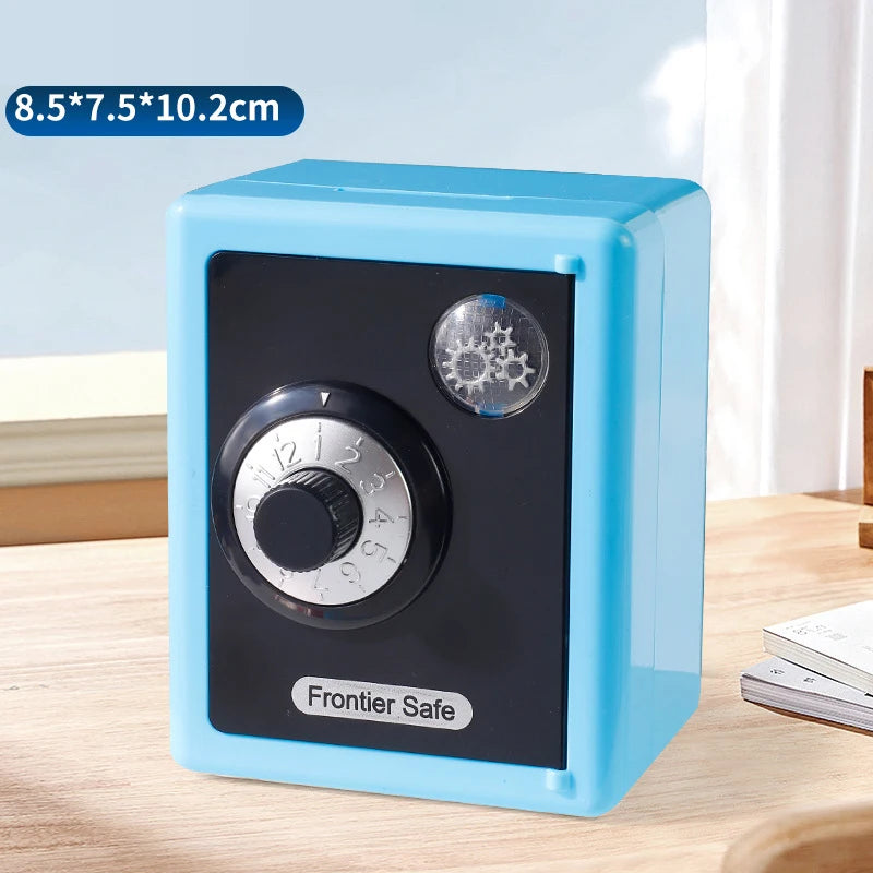 Kids Combination Lock Piggy Bank – Mini Password Coin Safe Box Kids Coin Safe PLUSH Blue