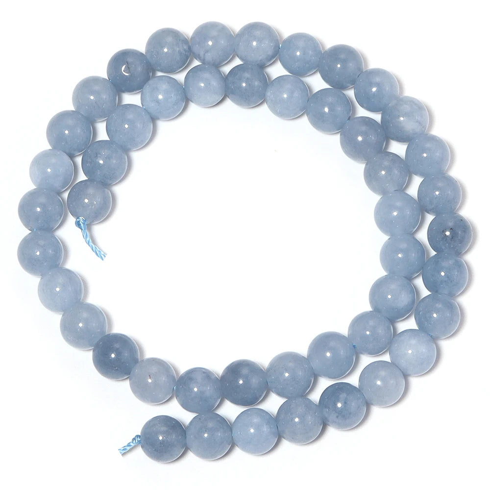 Blue Angelite Natural Stone Beads 6/8/10mm DIY Jewelry Natural Stone Beads PLUSH 8mm