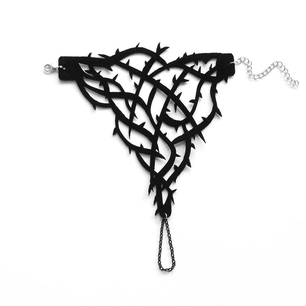 Black Spike Gothic Spider Web Velvet Bracelet | Adjustable Gothic Fashion Bracelet PLUSH Style A