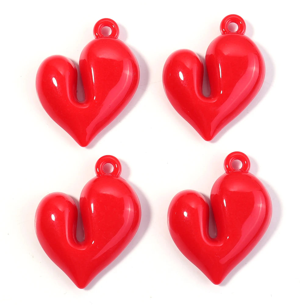 4pcs Acrylic Irregular Heart Charms Pendants – DIY Jewelry Jewelry Charm Pendants PLUSH Red