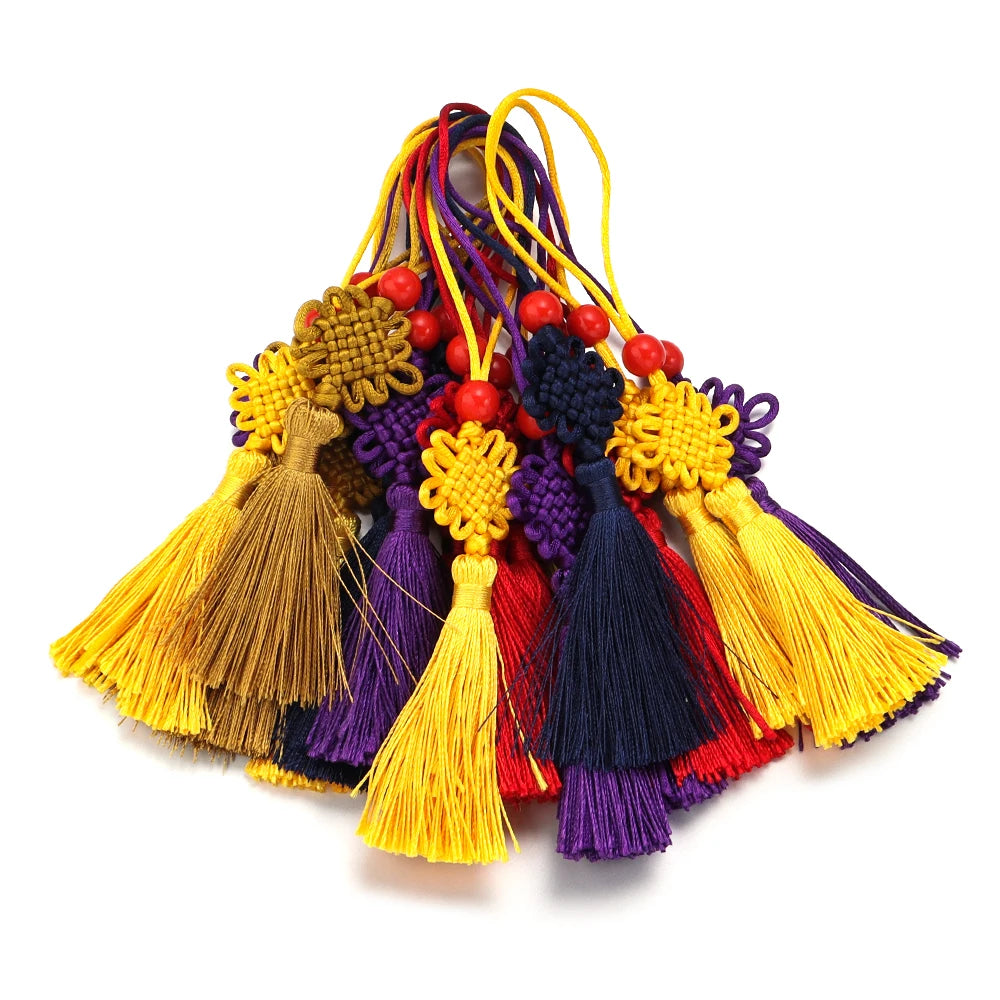 6pcs Chinese Knot Tassel Charms 140cm – DIY Jewelry & Decor Tassel Fringe Charms PLUSH