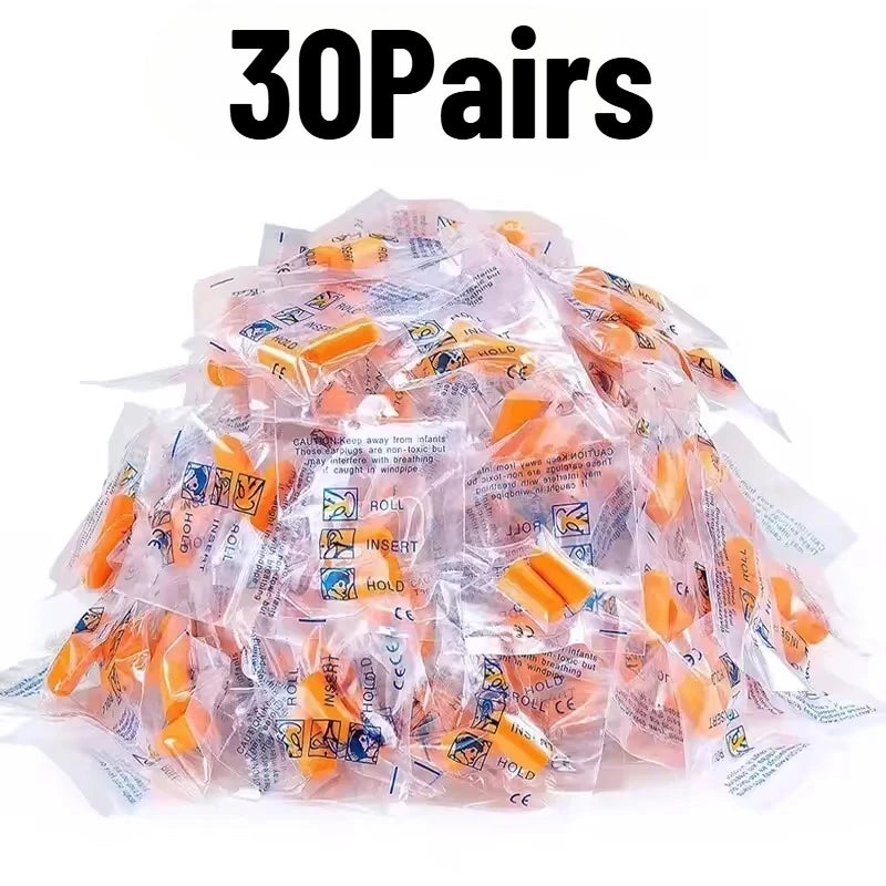 Disposable Foam Earplugs Individually Wrapped – Sleep & Travel Disposable Earplugs PLUSH 30 Pairs
