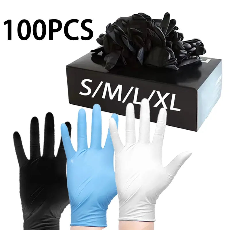 Disposable Nitrile Gloves 50/100pcs – Black White Blue S-XL Disposable Nitrile Gloves PLUSH
