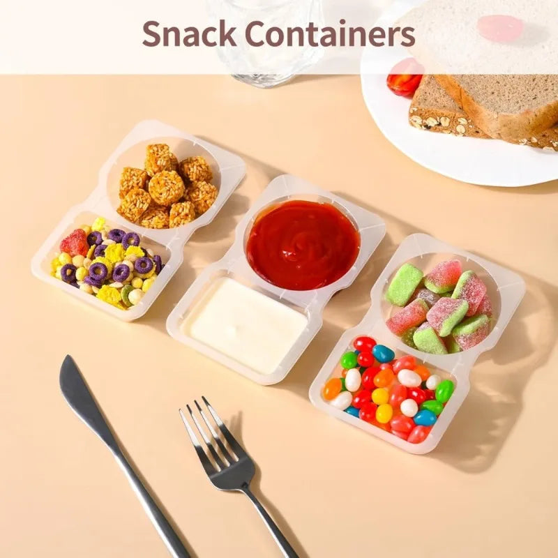 Double Compartment Seasoning & Snack Containers with Lid 5–40pcs Food Storage Container PLUSH