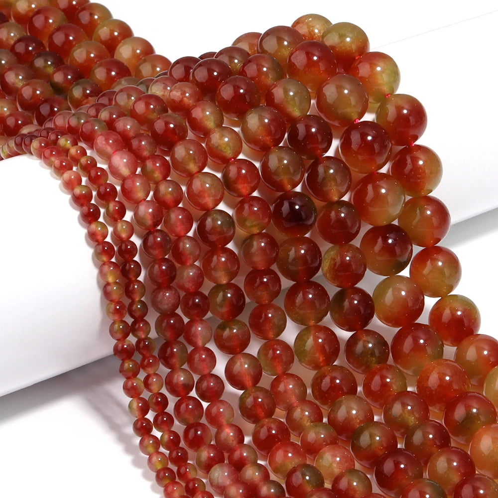 Watermelon Quartz Chalcedony Red Stone Beads – DIY Jewelry Natural Stone Beads PLUSH