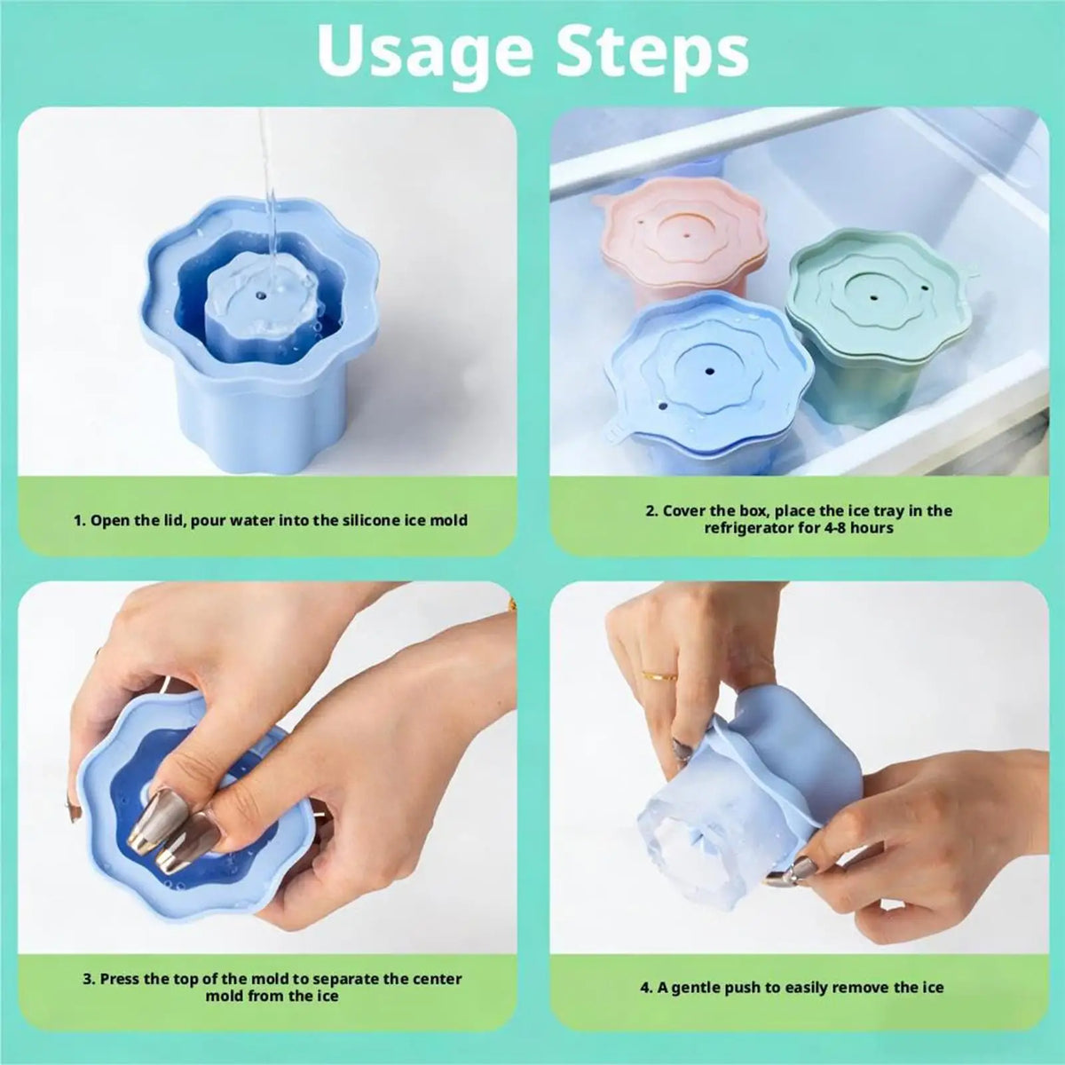 Silicone Cylinder Ice Mold with Lid – Cocktail & Whiskey Ice Maker Silicone Ice Mold PLUSH