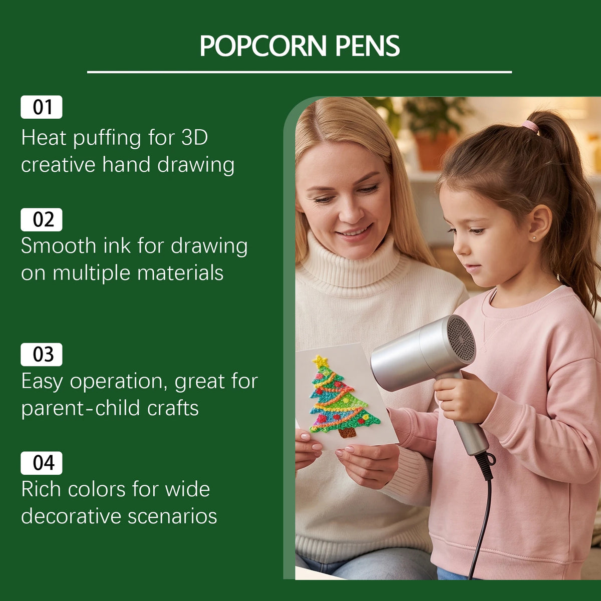 3D Magic Popcorn Pen Set – 12 Color Puff Foam Markers for Kids Kids Craft Marker Set PLUSH