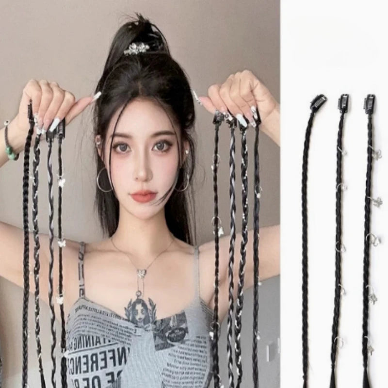 2Pcs Clip-In Braided Hair Extensions – Synthetic Twist Braid Pieces Clip-In Hair Extensions PLUSH