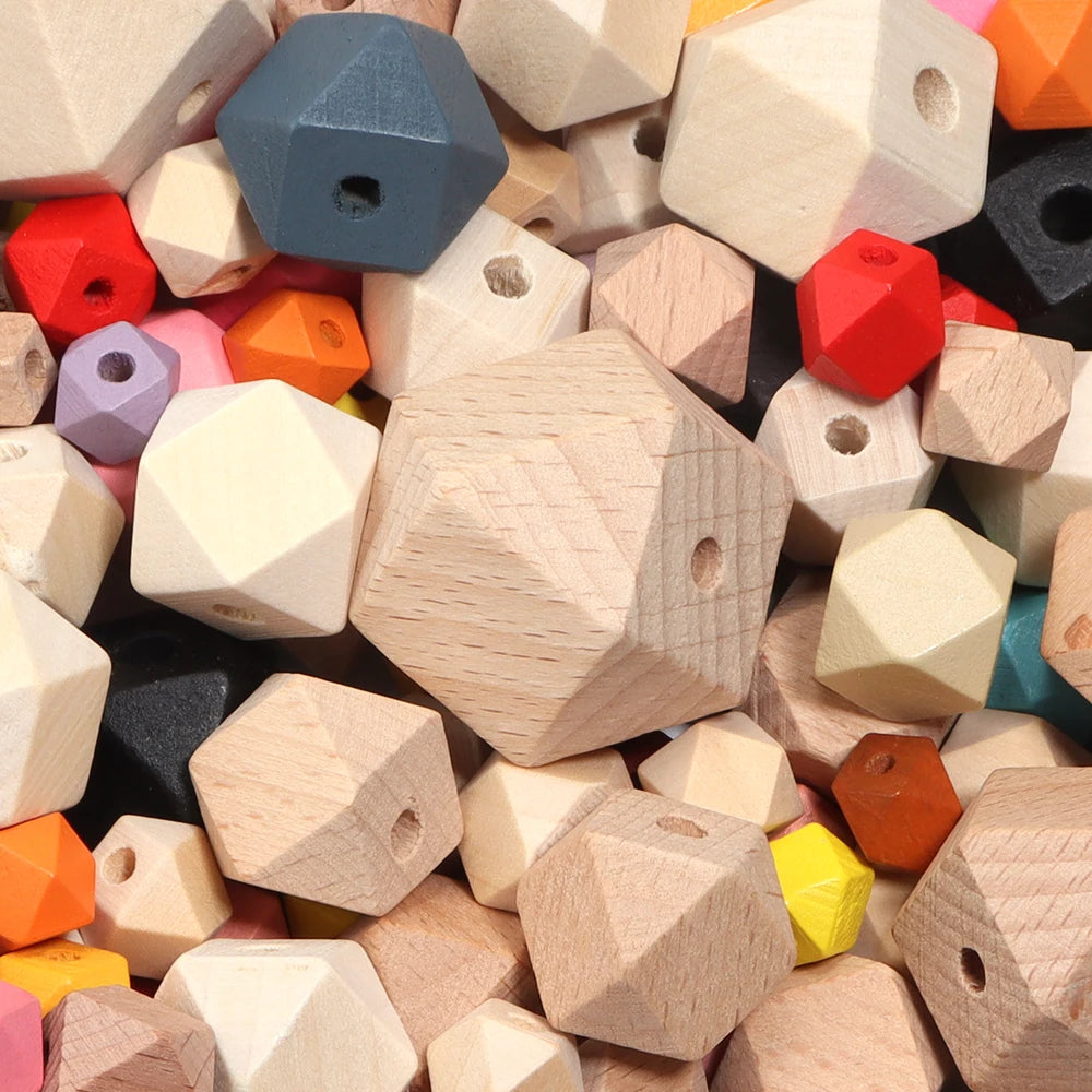 Colorful Geometric Wood Spacer Beads 10-30mm | DIY Jewelry Wood Spacer Beads PLUSH