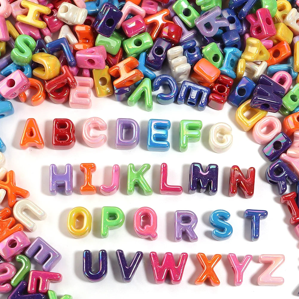 AB Iridescent Alphabet Acrylic Beads – DIY Jewelry Making Alphabet Acrylic Beads PLUSH