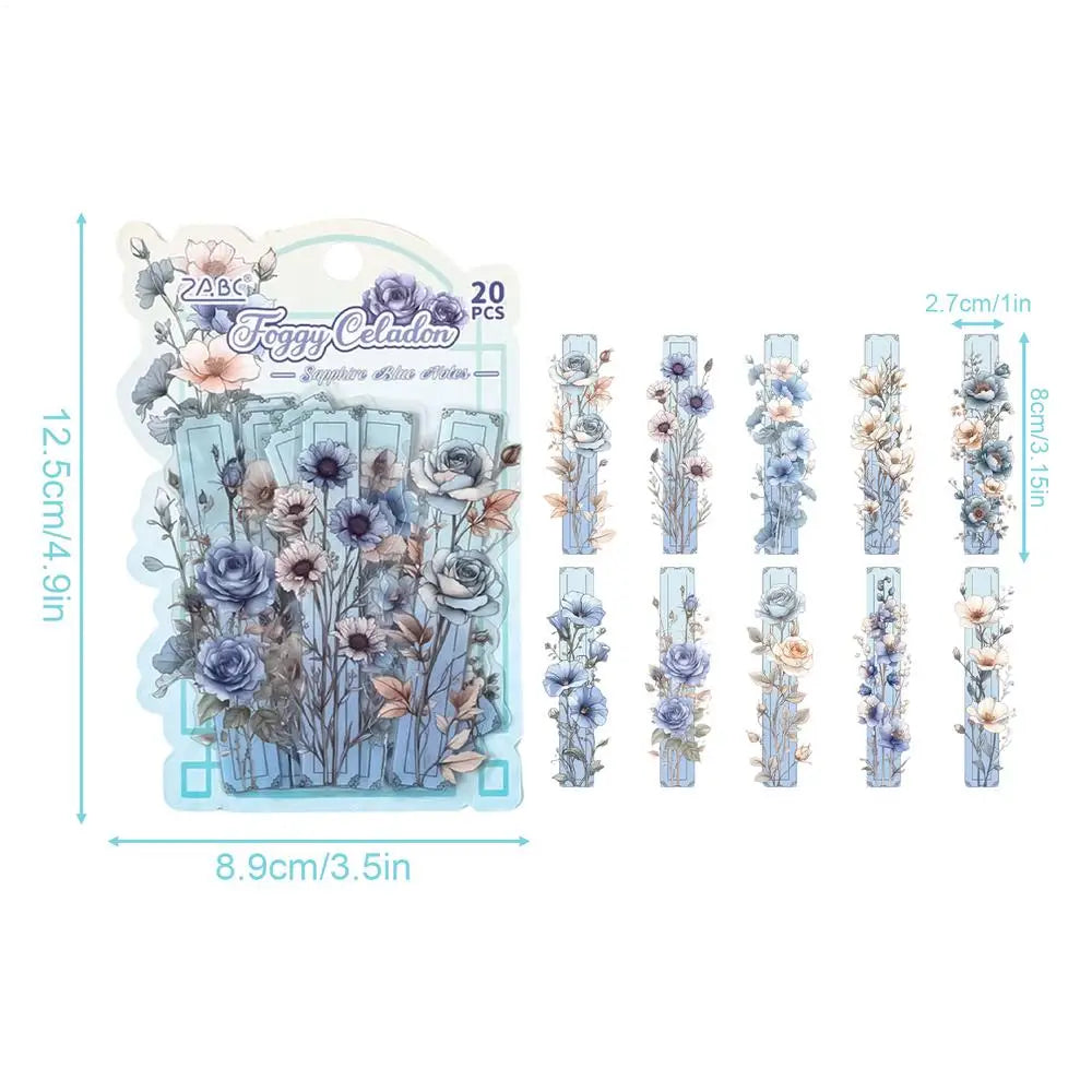 Vintage Flower Stickers 20pcs – Scrapbooking & Journal Decor Craft Sticker Pack PLUSH C