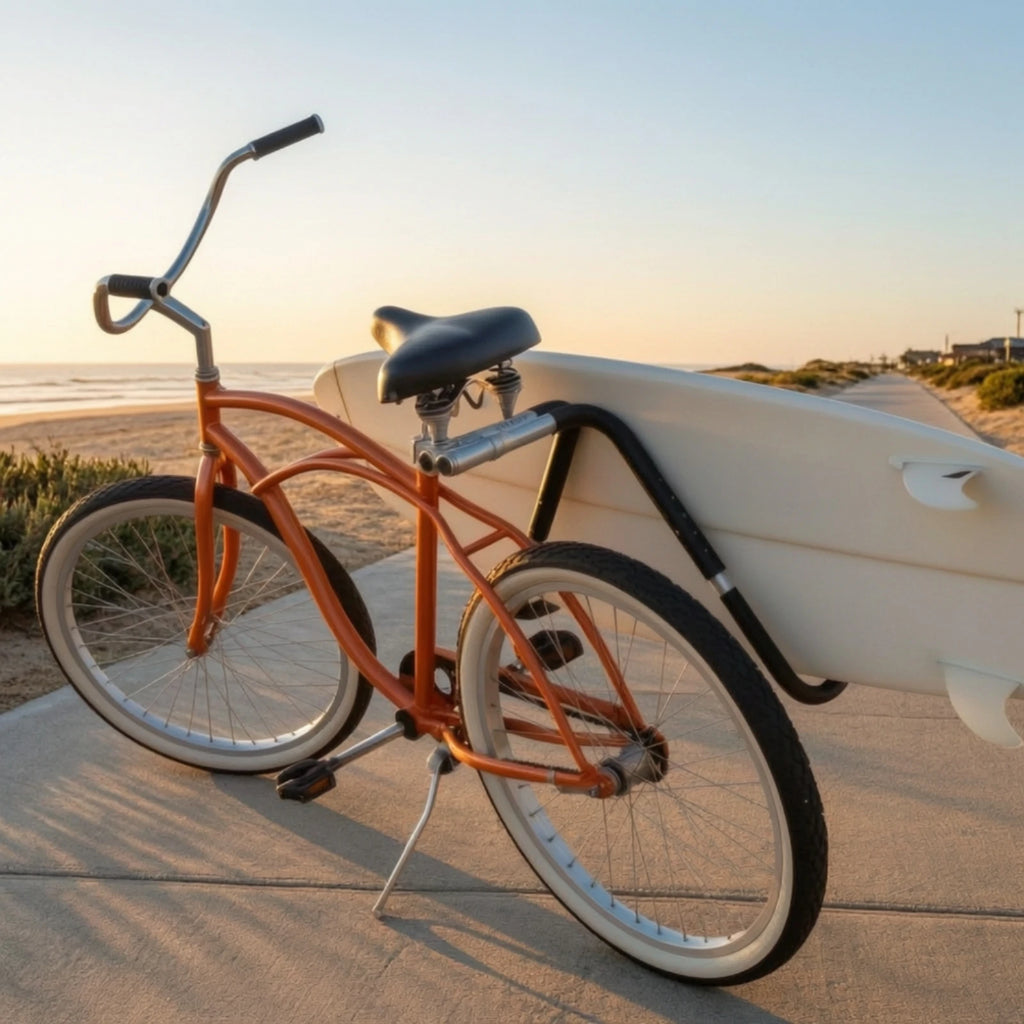 Bike Surfboard Rack | Quick-Release Clamp & Padded Carrier Bike Surfboard Carrier PLUSH