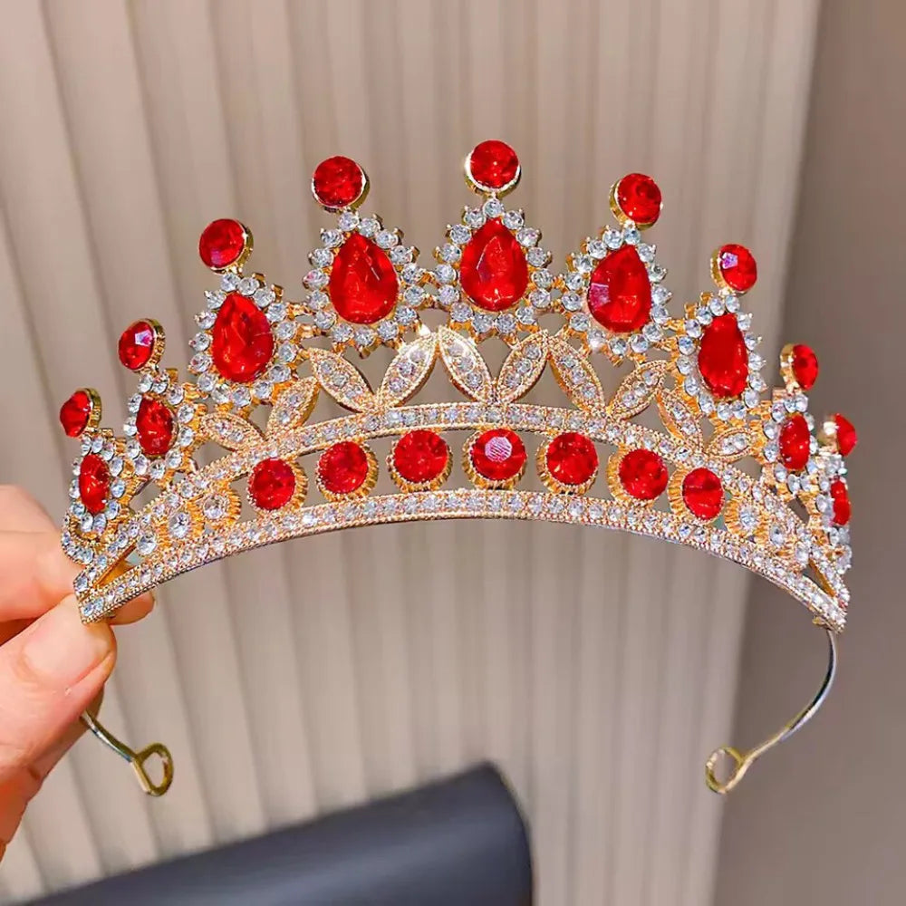 Sparkling Leaf Crown Headband – Kids Princess Hair Jewelry Crown Headband PLUSH Red