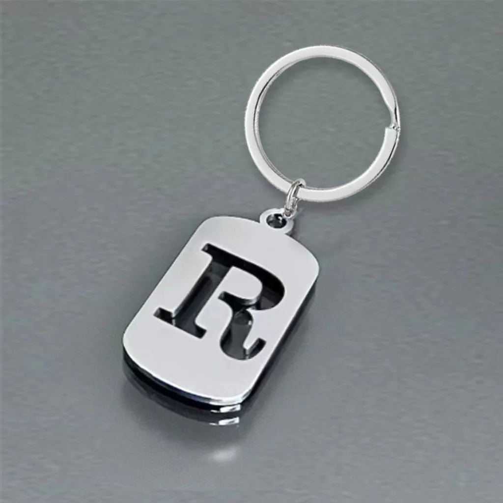Stainless Steel Initial Letter Keychain – Men's Bag Pendant