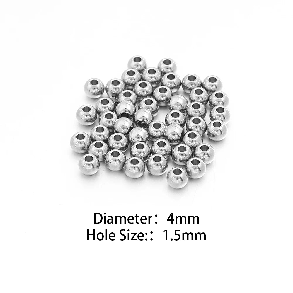 Silver Stainless Steel Big Hole Spacer Beads – DIY Jewelry Spacer Beads PLUSH 4mm hole1.5mm 100pcs