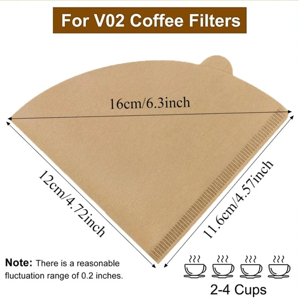 50/100pcs Disposable Wood Pulp Cone Coffee Filter Papers Coffee Filter Papers PLUSH