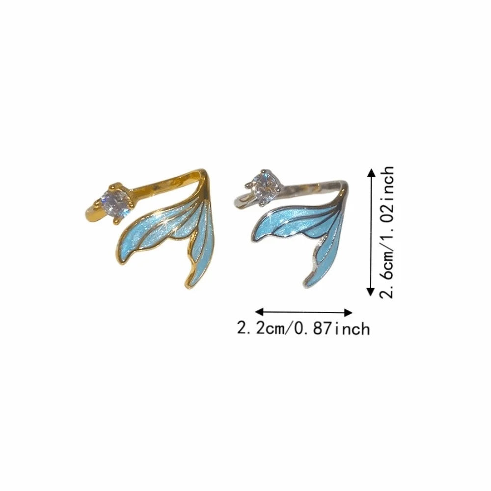 Fishtail Zircon Open Ring – Y2K Geometric Copper Cocktail Ring Cocktail Ring PLUSH