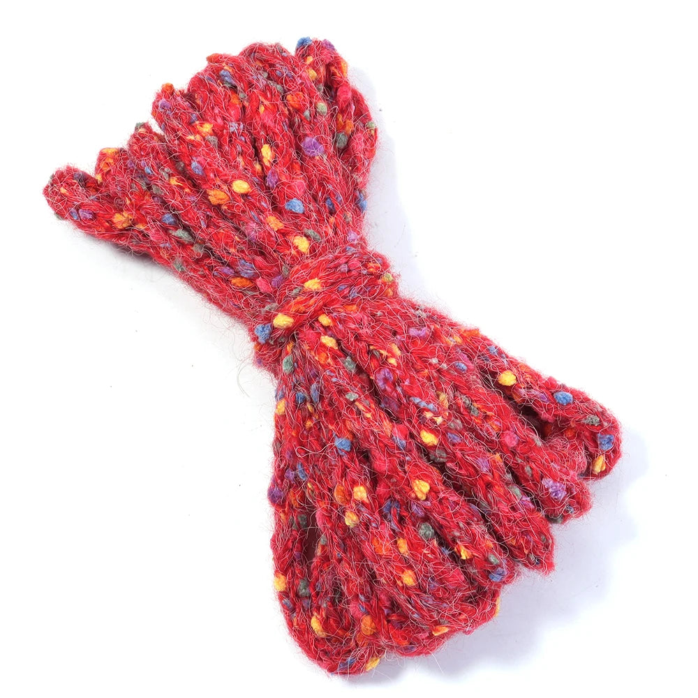 5 Yards 10mm Colorful Confetti Acrylic Knitted Yarn Cord – DIY Craft Yarn Cord PLUSH red