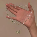 Zircon Butterfly Rhinestone Double Layer Choker Necklace Choker Necklace PLUSH Green
