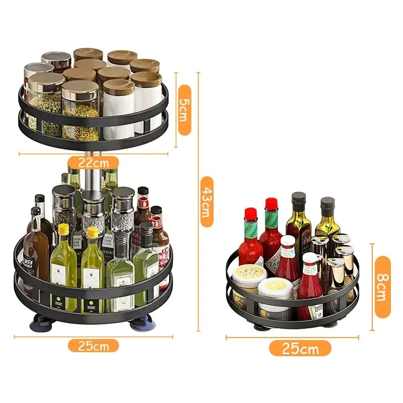 360° Rotating Spice Rack Organizer – Metal Non-Skid Tray Spice Rack Organizer PLUSH