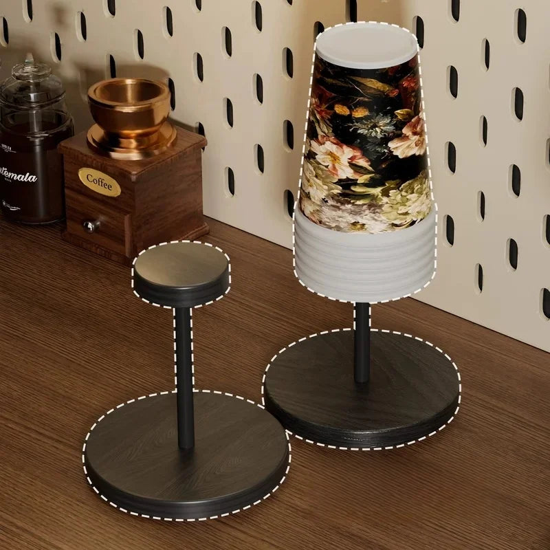 Walnut Wood Paper Cup Holder – Coffee Corner & Kitchen Organizer Cup Holder Organizer PLUSH