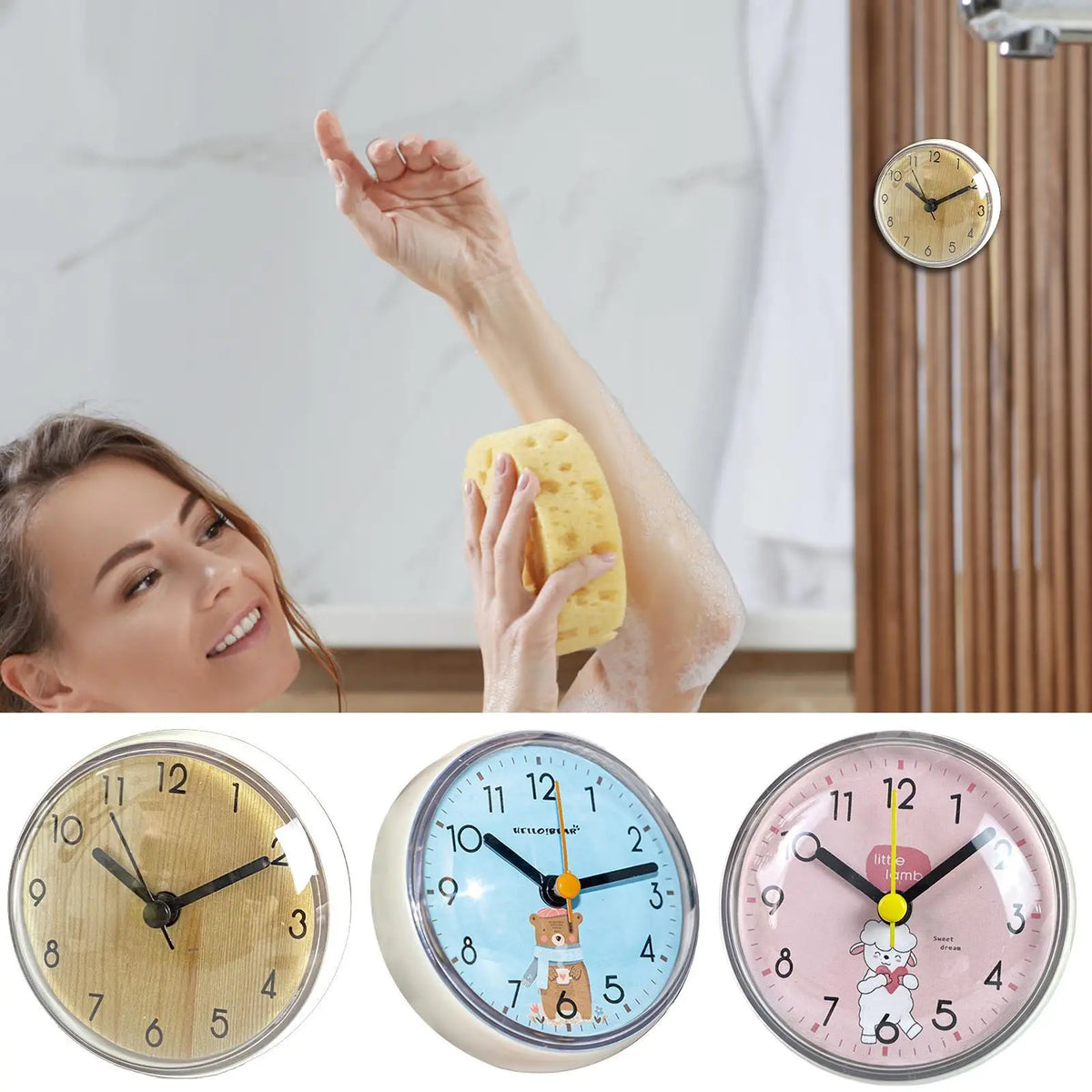 Mini Waterproof Suction Cup Wall Clock – Silent Shower Clock Waterproof Wall Clock PLUSH