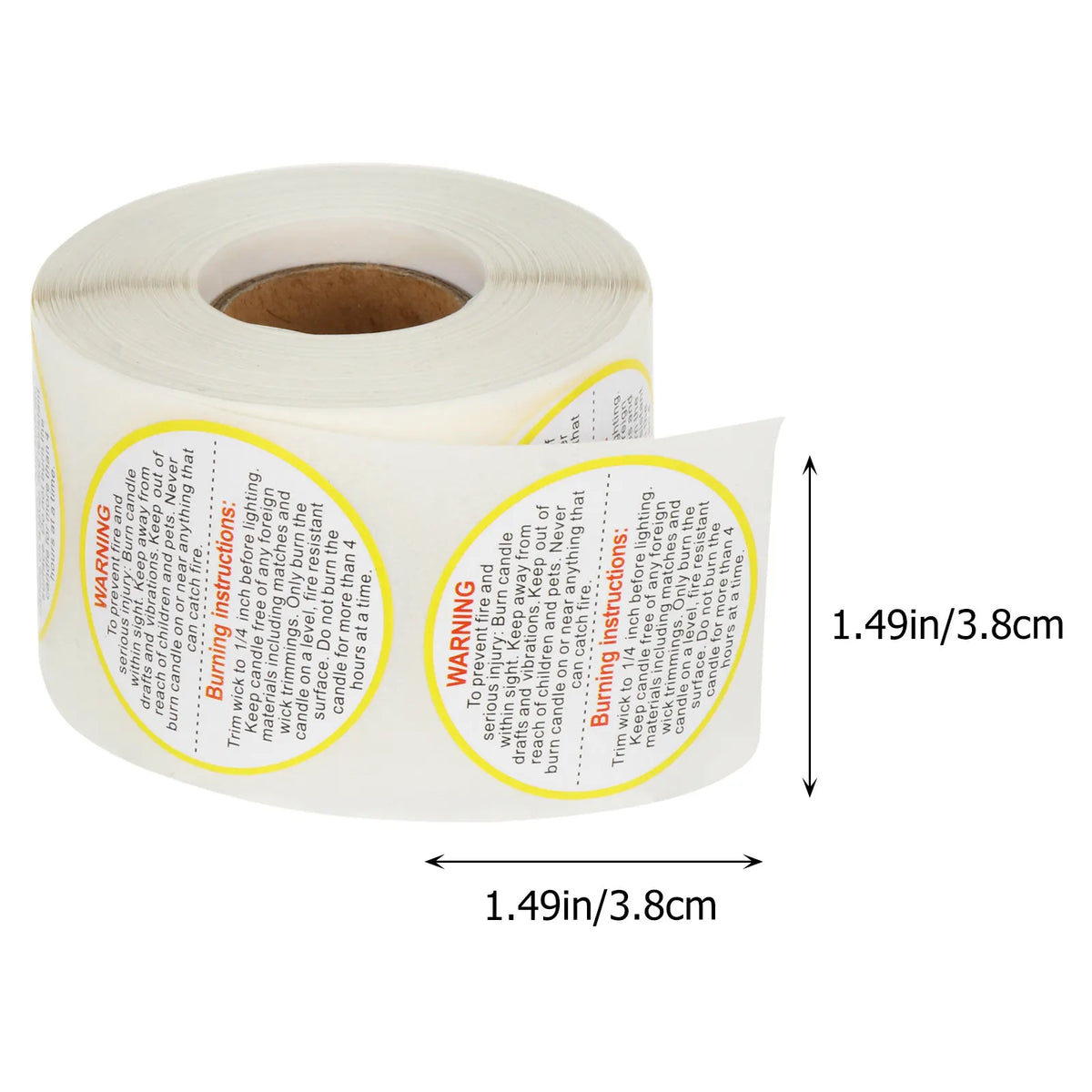 Safety Warning Sticker Roll for Candles, Jars & Wax Melts Warning Label Stickers PLUSH