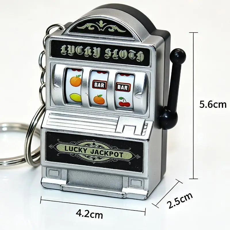 Mini Slot Machine Keychain – Lucky Jackpot Pocket Arcade Toy Novelty Keychain Toy PLUSH E