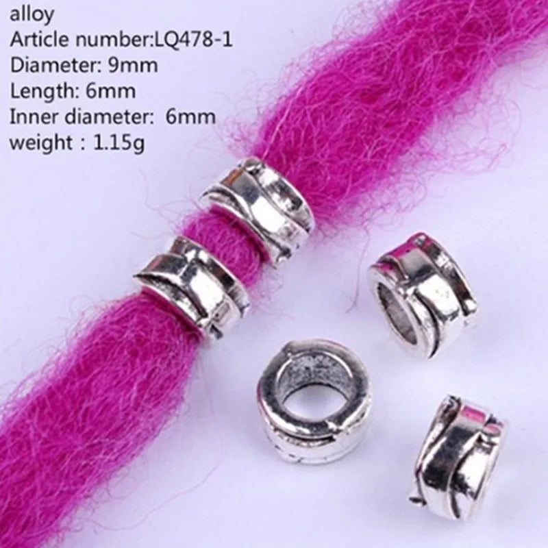 5pcs Silver Viking Dreadlock Hair Beads – Braid Cuffs & Clips