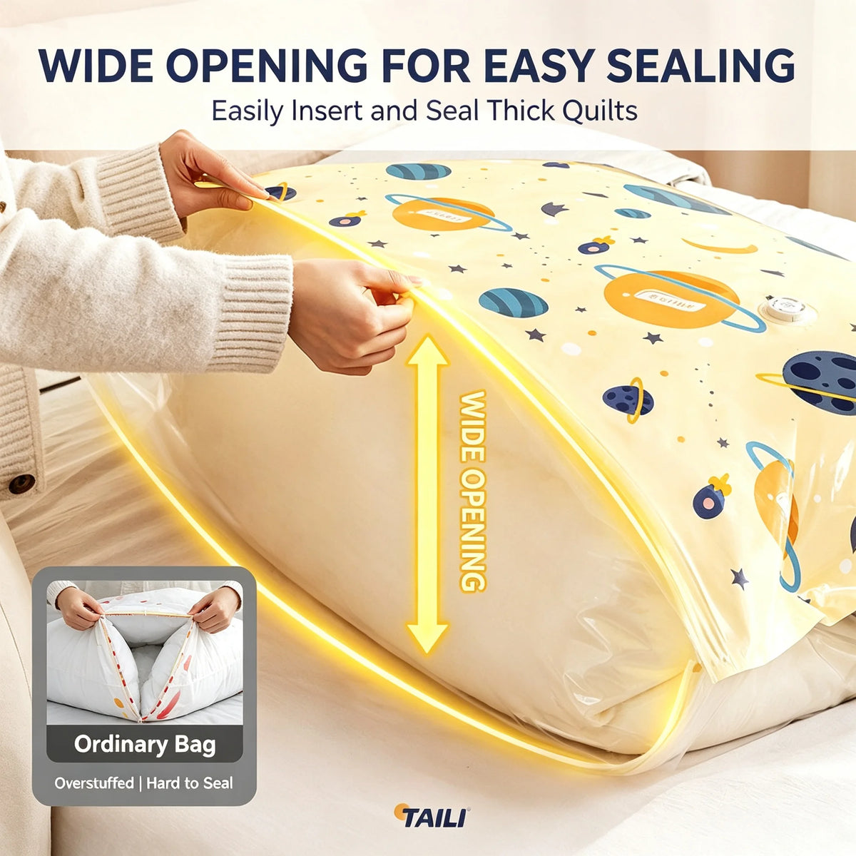 TAILI Vacuum Storage Bags – No-Pump Compression Bags Vacuum Storage Bags PLUSH