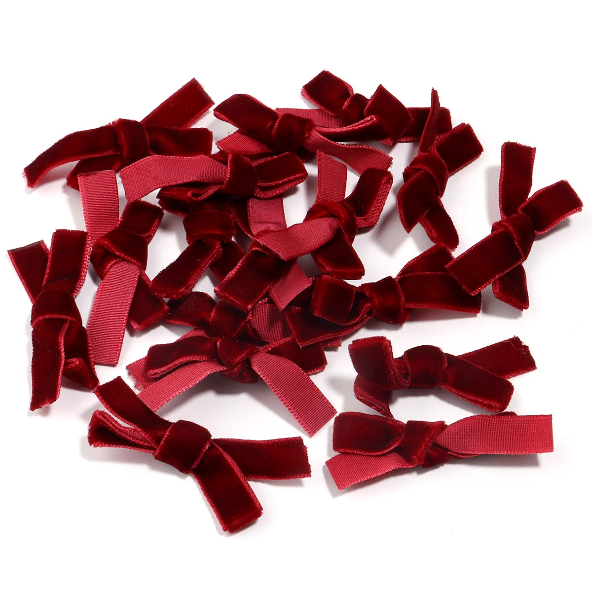 10pcs Velvet Ribbon Bows – Colourful DIY Craft Bowknots Craft Bow Embellishments PLUSH Wine Red