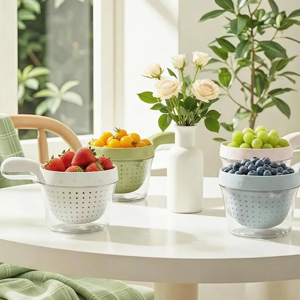 2-in-1 Colander & Mixing Bowl Set – BPA-Free Kitchen Strainer Kitchen Colander Set PLUSH