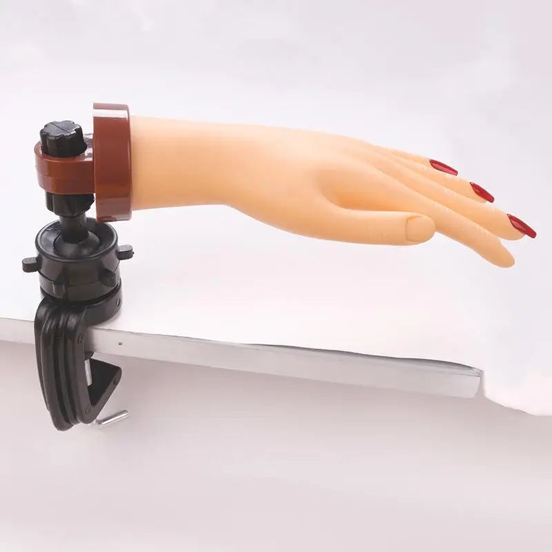 Nail Practice Mannequin Hand – Flexible Fingers & Desk Bracket Nail Practice Hand PLUSH