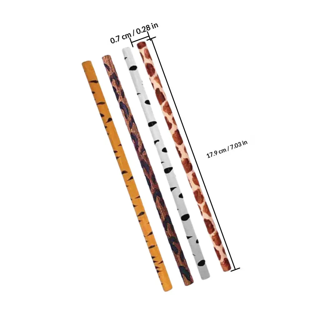 Animal Print Pencils 12 Pack – Giraffe Zebra Leopard Kids Set Kids Novelty Pencils PLUSH