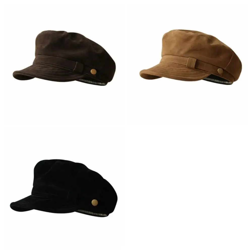 Suede Beret Hat Women – Flat Top Newsboy Cap All Seasons Beret Hat PLUSH