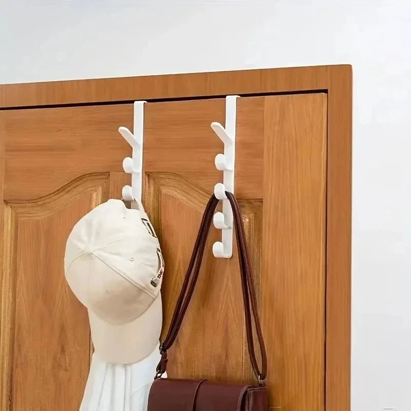 Over The Door Hanging Rack – 5-Hook Plastic Organizer Door Hook Rack PLUSH