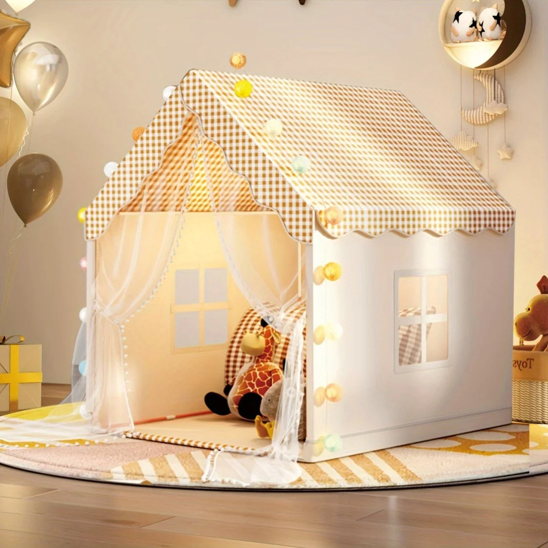 Kids' Castle Tent Playhouse – Indoor Bed Canopy Divider Kids Play Tent PLUSH